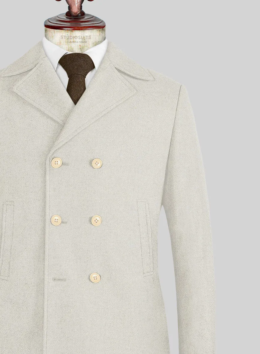 Naples Off White Tweed Pea Coat