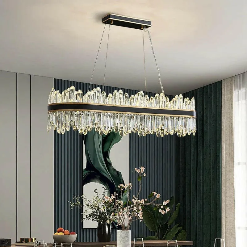 Nathan - Minimalist Atmospheric Black Crystal Chandelier