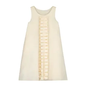 Neoprene Ruffle Dress-Cream