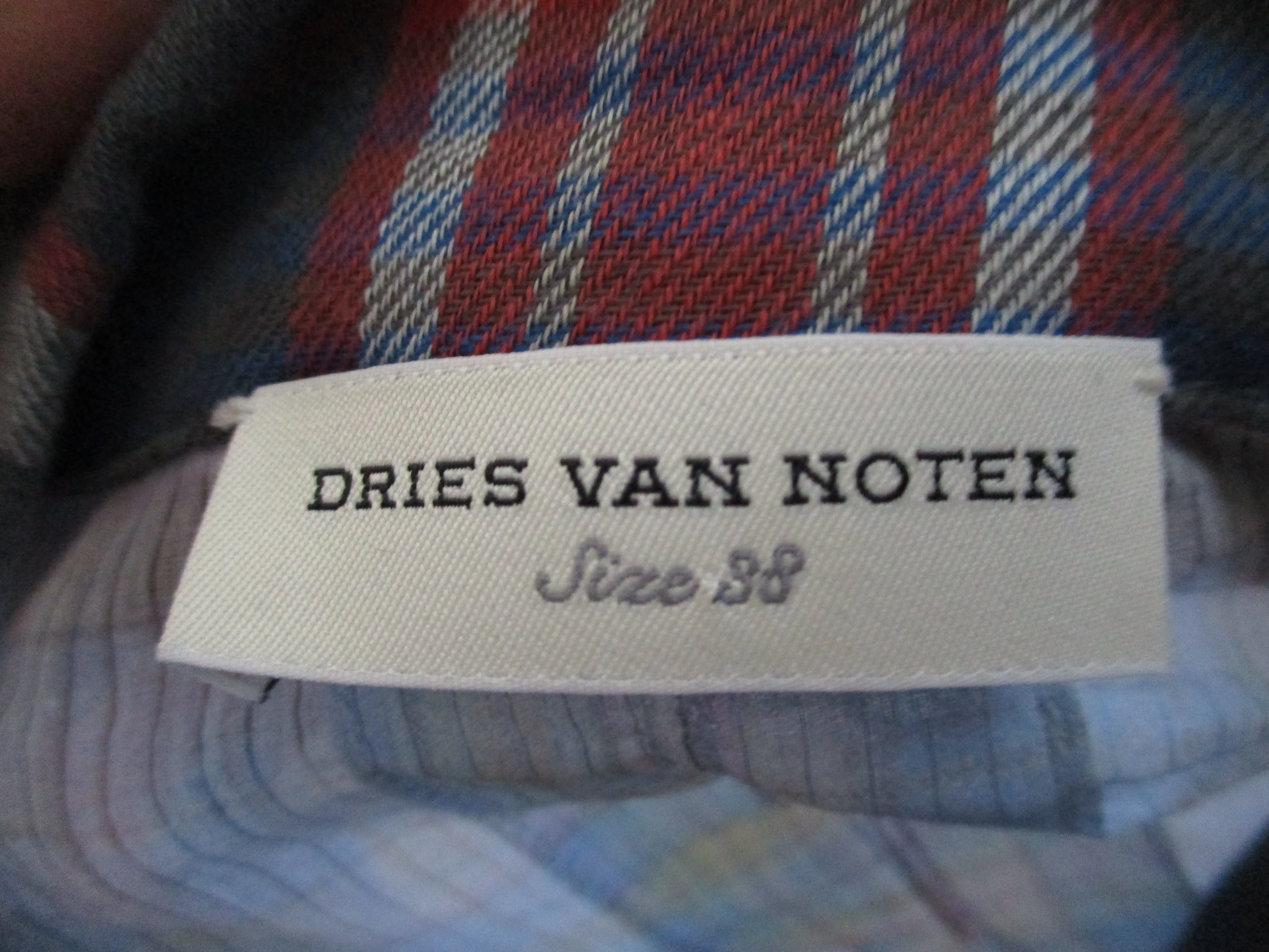 New DRIES VAN NOTEN PLAID MADRAS blazer jacket top 38 BLUE RED