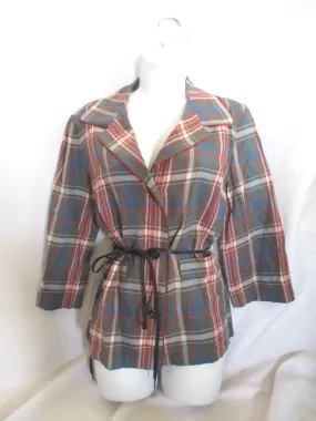 New DRIES VAN NOTEN PLAID MADRAS blazer jacket top 38 BLUE RED