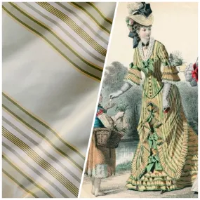 NEW Lady Piper Designer 100% Silk Taffeta Pistachio Green Striped Fabric