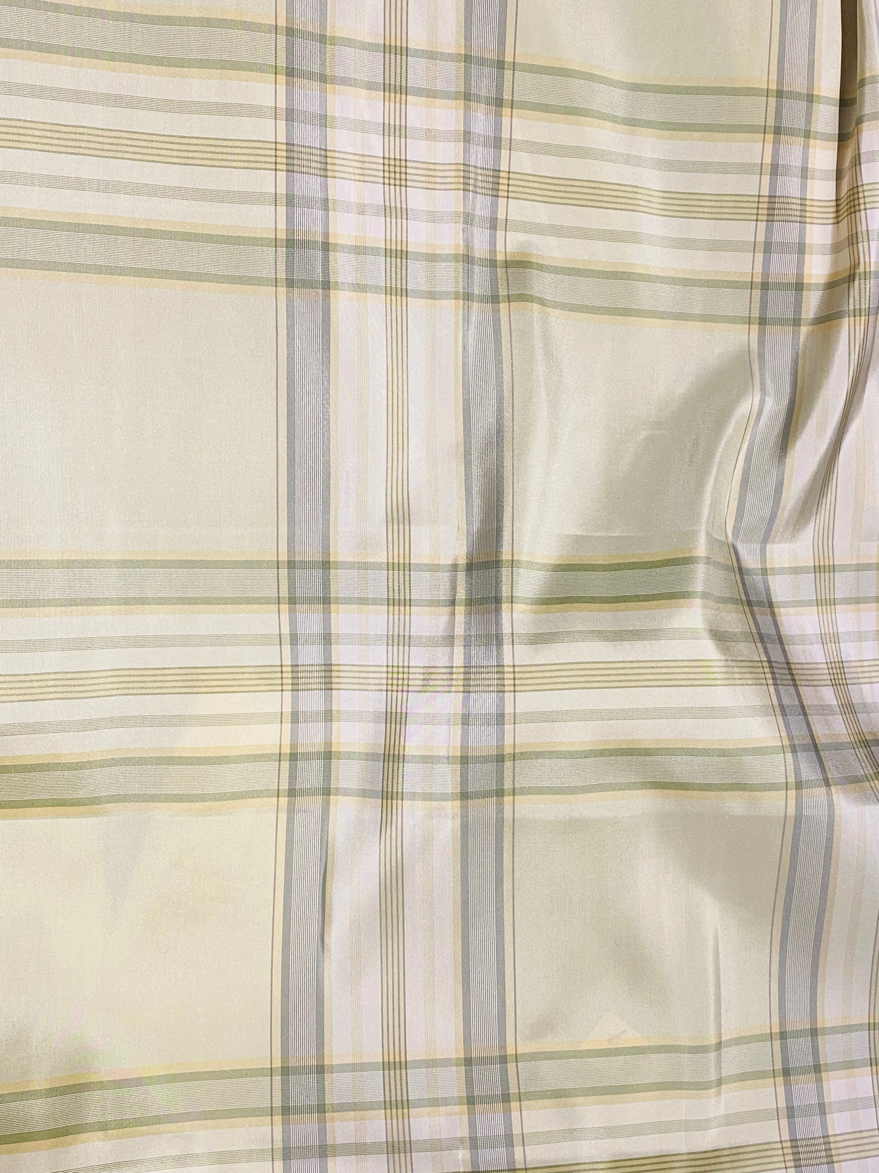 NEW Lady Pippy 100% Silk Taffeta Pistachio Plaid Fabric SB_6_35