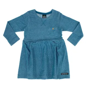 Nordic Knit Long Sleeve Flared Dress in Dark Ocean - 1 Left Size 2-3 years