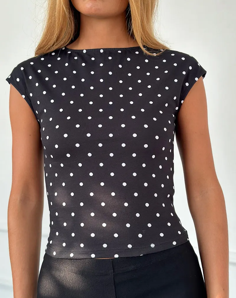 Nova Top in Black Polka Jersey