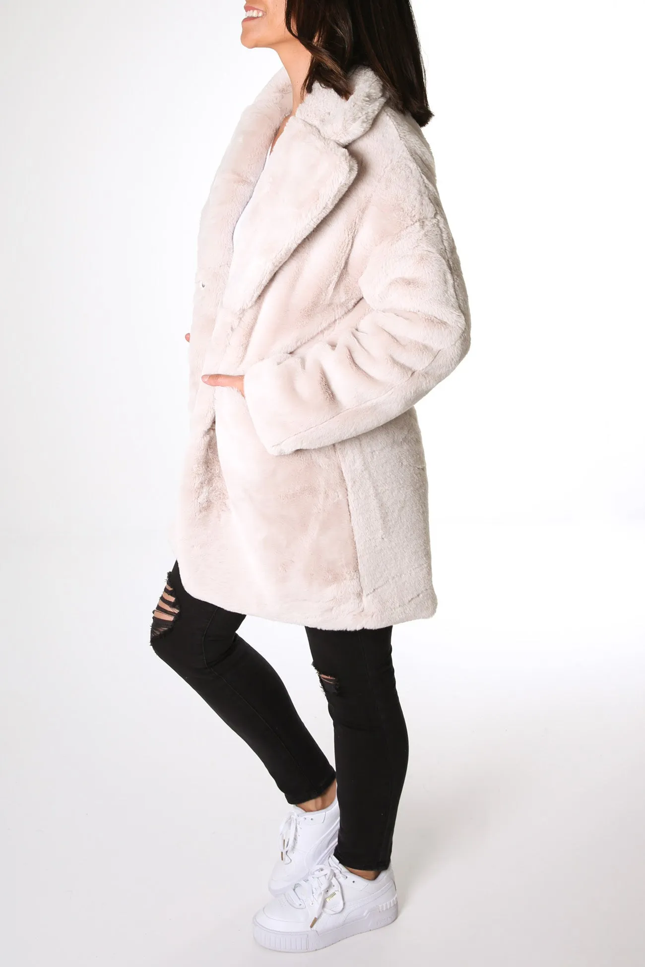 Ollie Faux Fur Jacket Beige