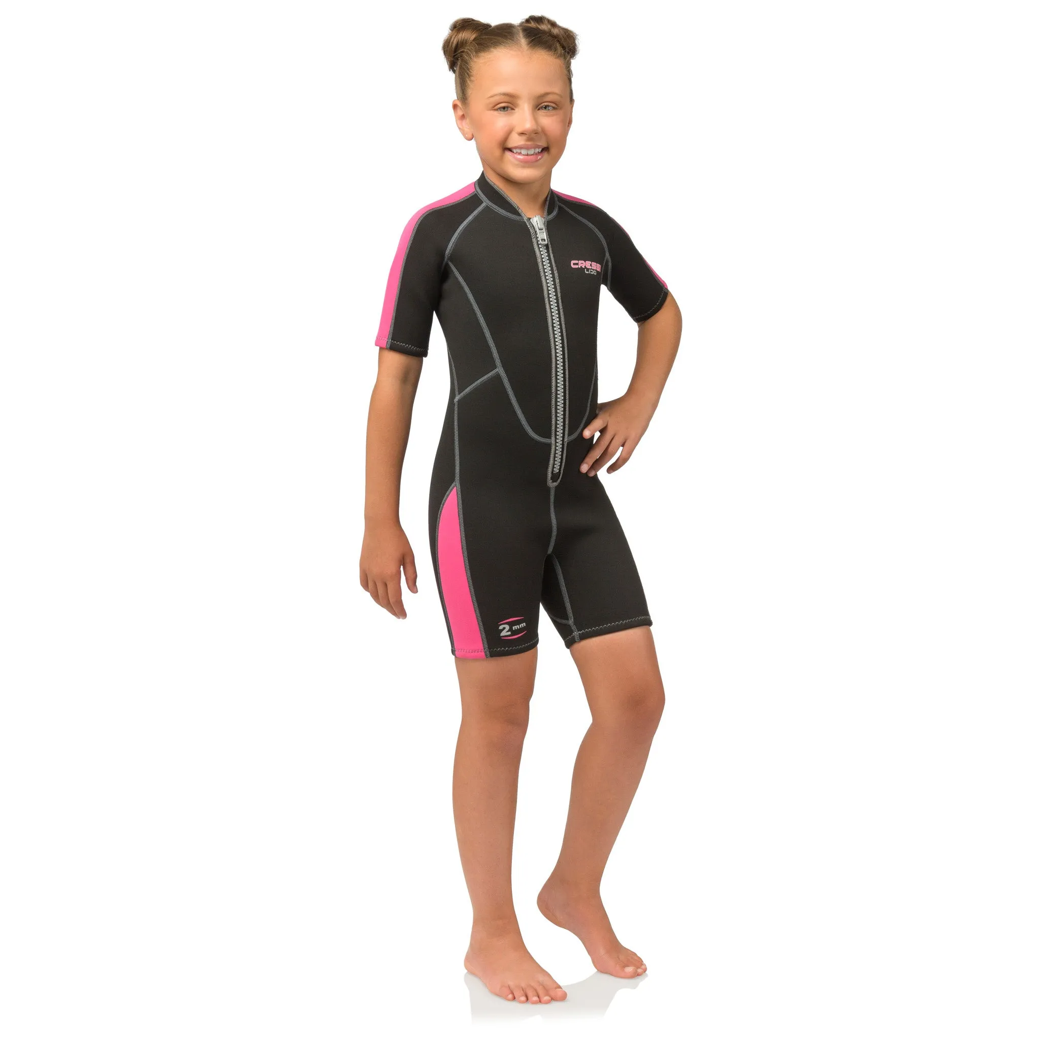 Open Box Cressi 2mm Girl Lido Short Scuba Diving Wetsuit - Black/Pink - 3X-Small