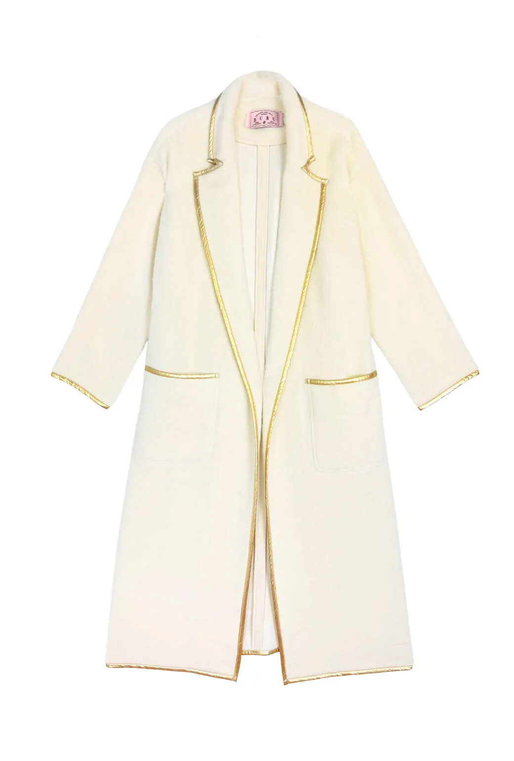 Open Car Coat - Ivory & Gold