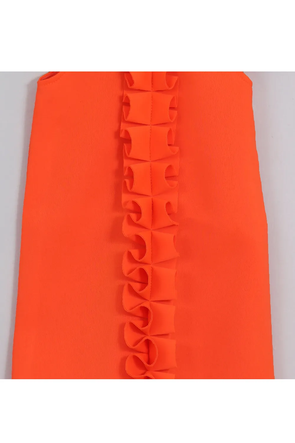 Orange Neoprene Sleeveless Dress With Bow Detailing Hairclip