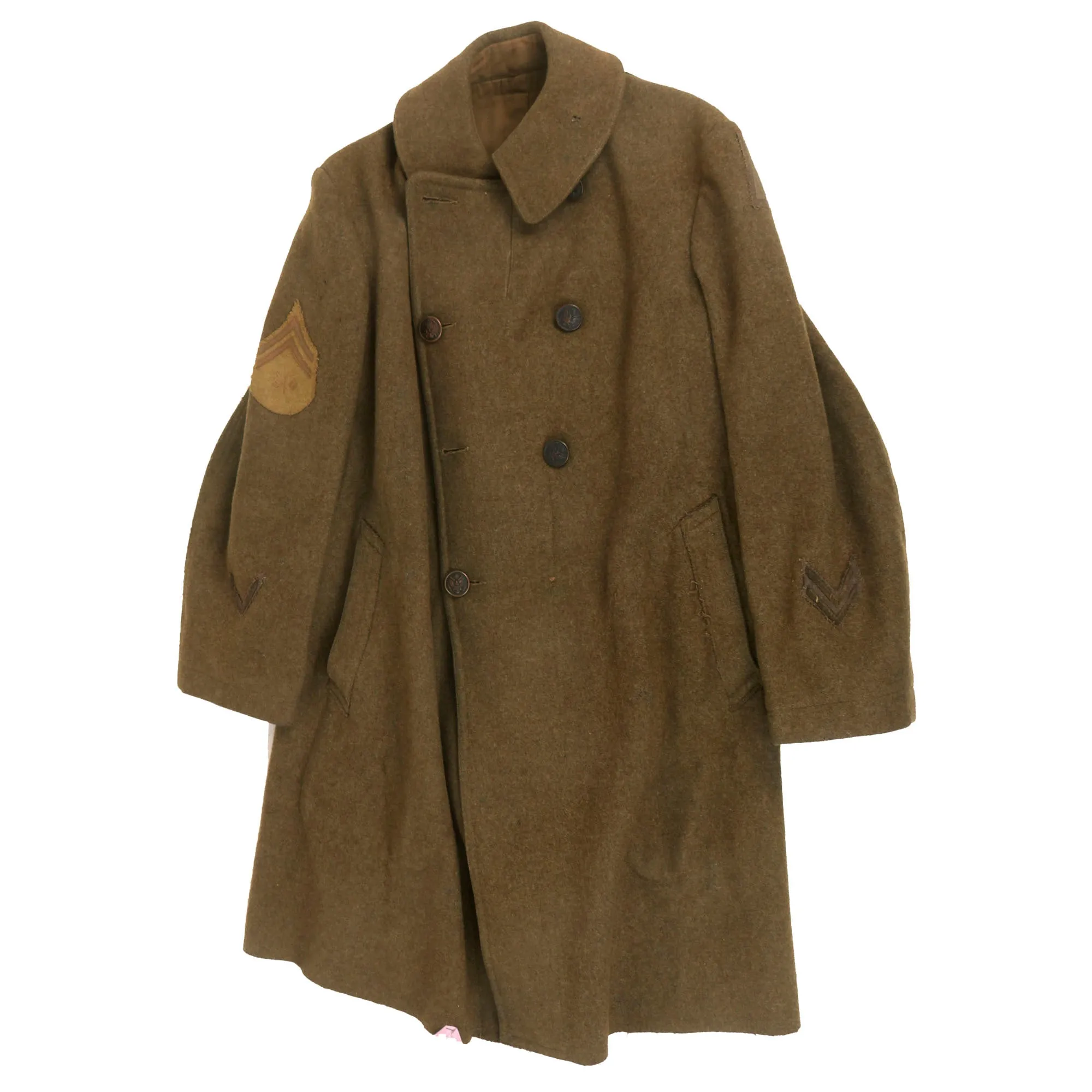 Original U.S. WWI Excellent 77th “Liberty” Division Wool M1907 Greatcoat with Wound Stripe - 302nd Field Signal Battalion