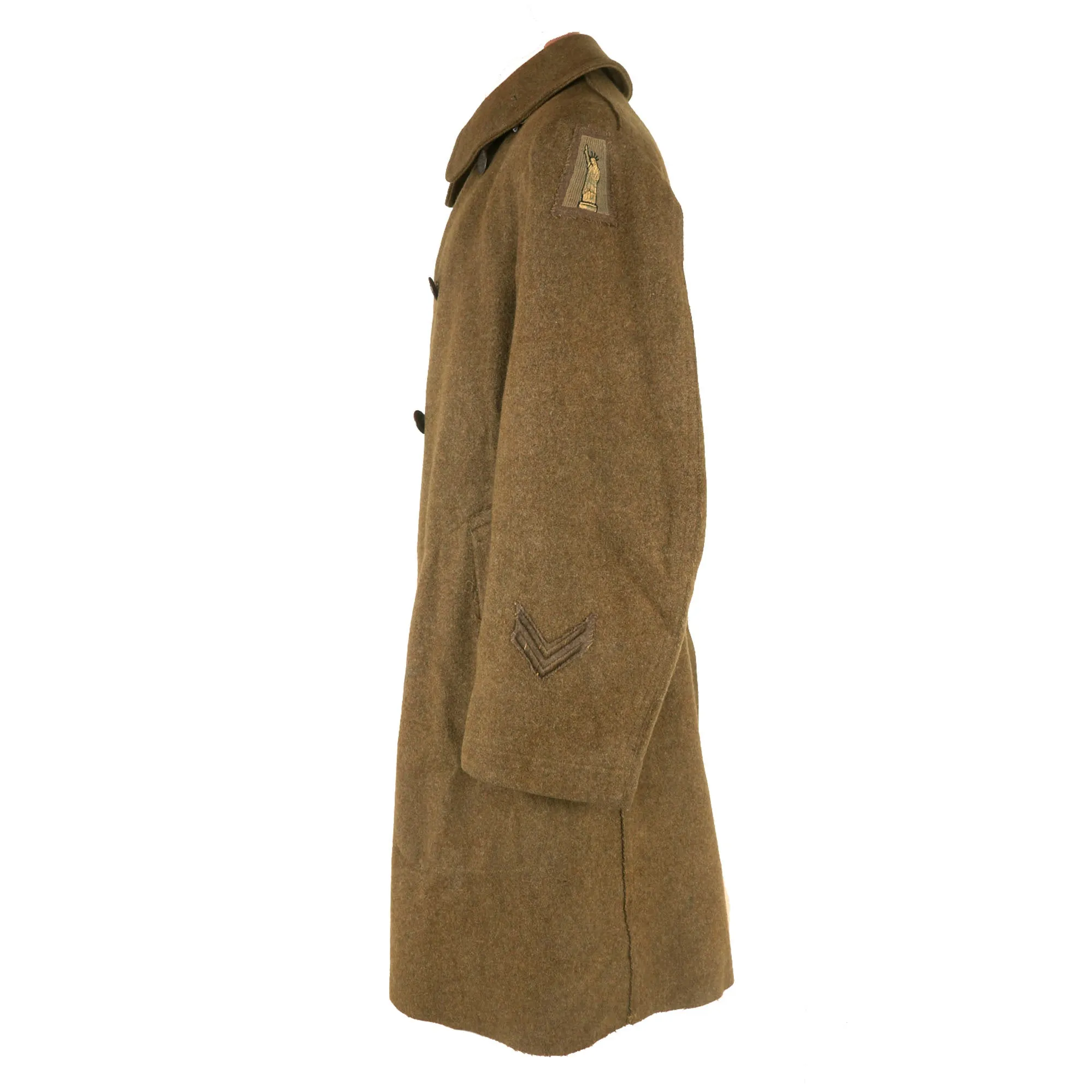 Original U.S. WWI Excellent 77th “Liberty” Division Wool M1907 Greatcoat with Wound Stripe - 302nd Field Signal Battalion