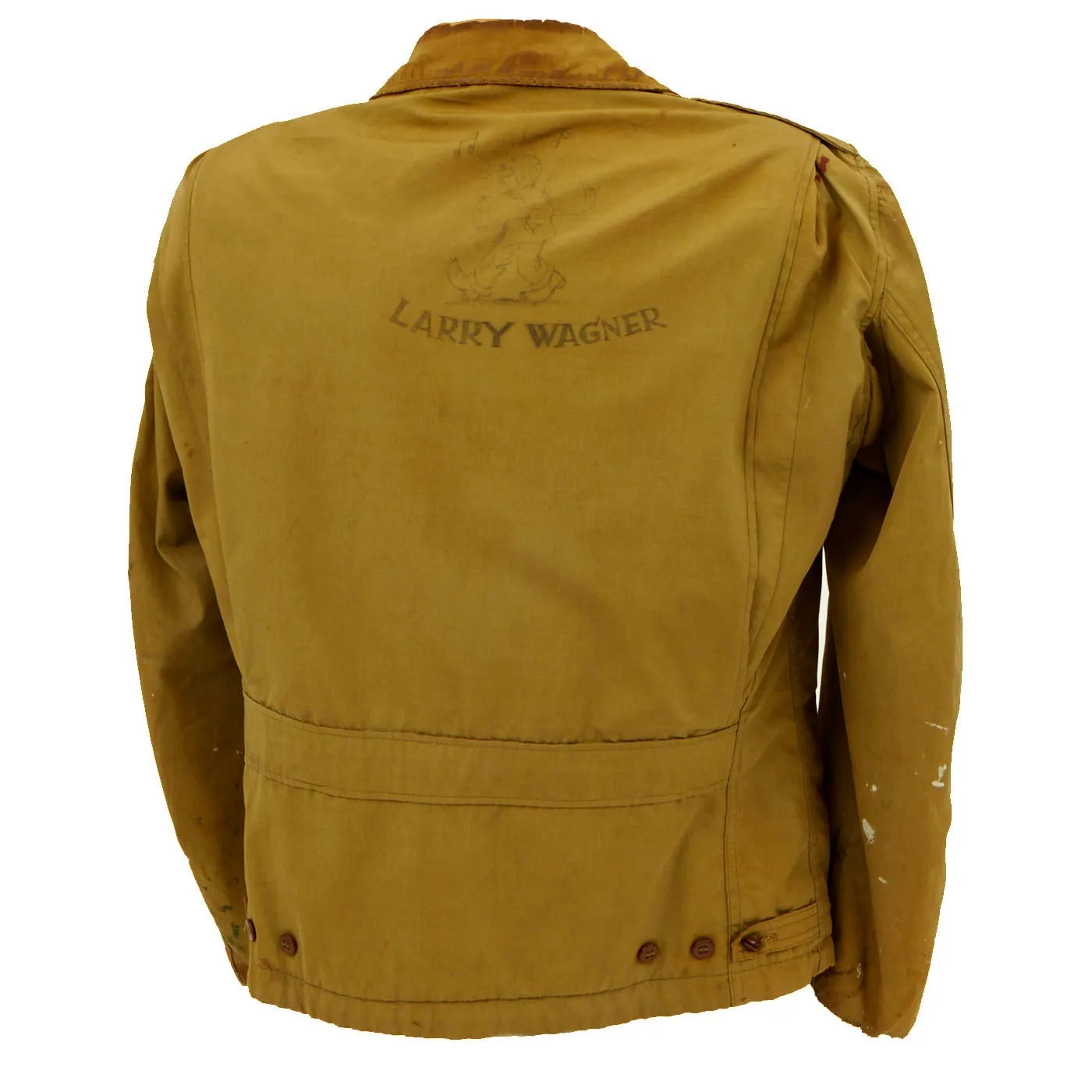 Original U.S. WWII USMC Composer Larry Wagner M-1941 Field Jacket with Hand Drawn Cartoon