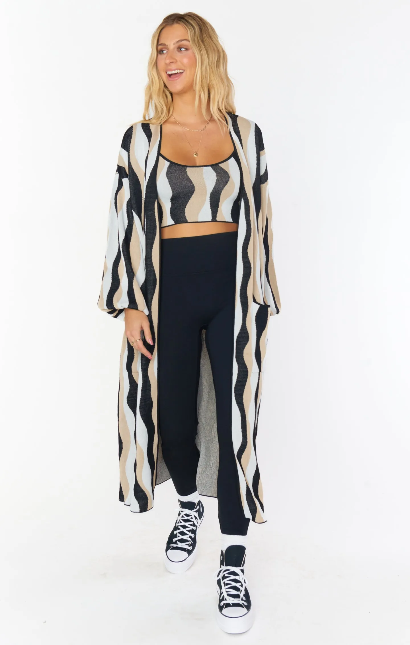 Out and About Cardi ~ Squiggle Stripe Knit