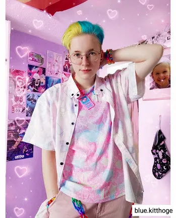 Pastel party pink all over print t-shirt [made to order]