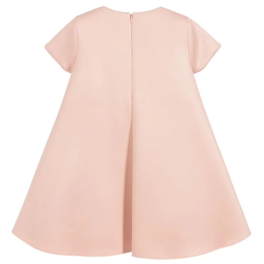 Peach Neoprene Dress With Logo Bows