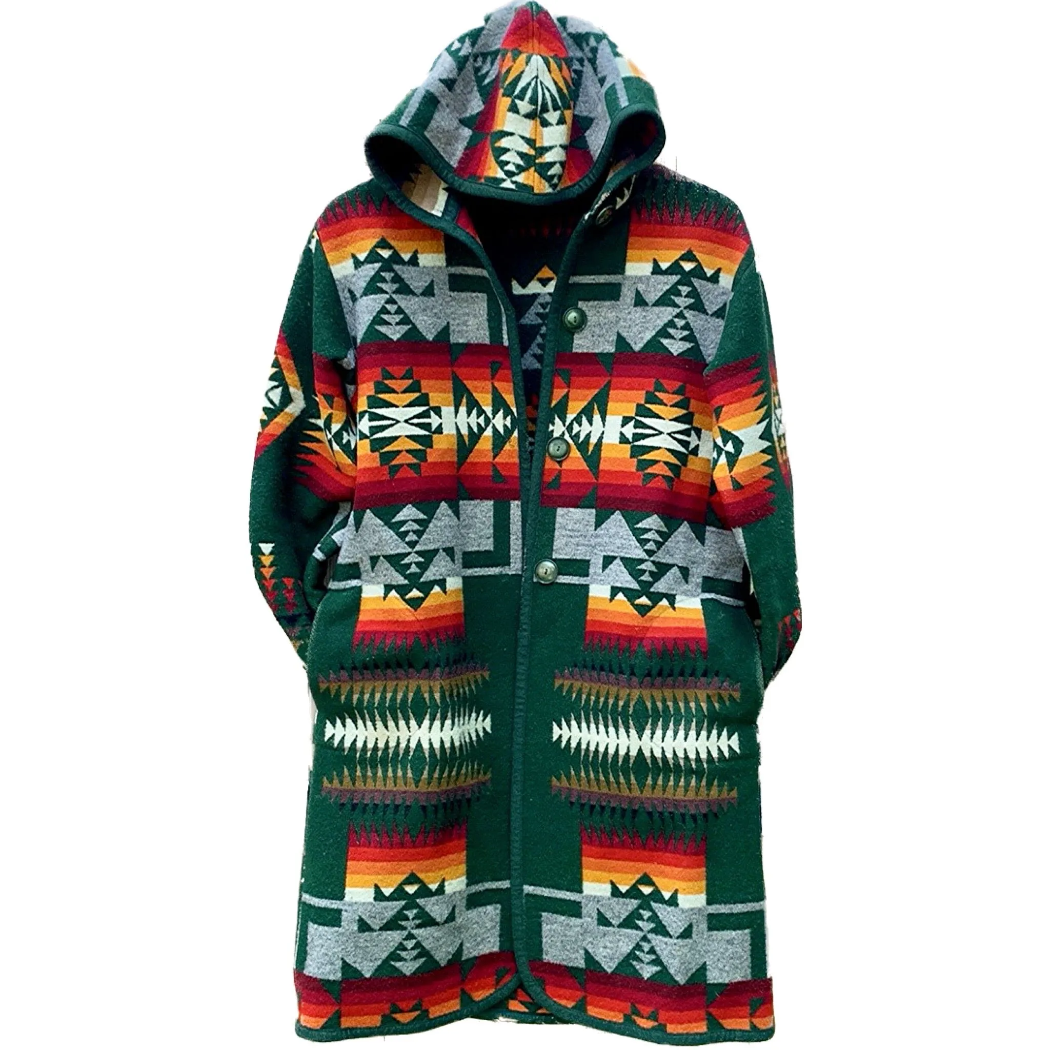 PENDLETON Woolen Mills Beaver State Vintage Wool Aztec Blanket Southwest Western Long Coat