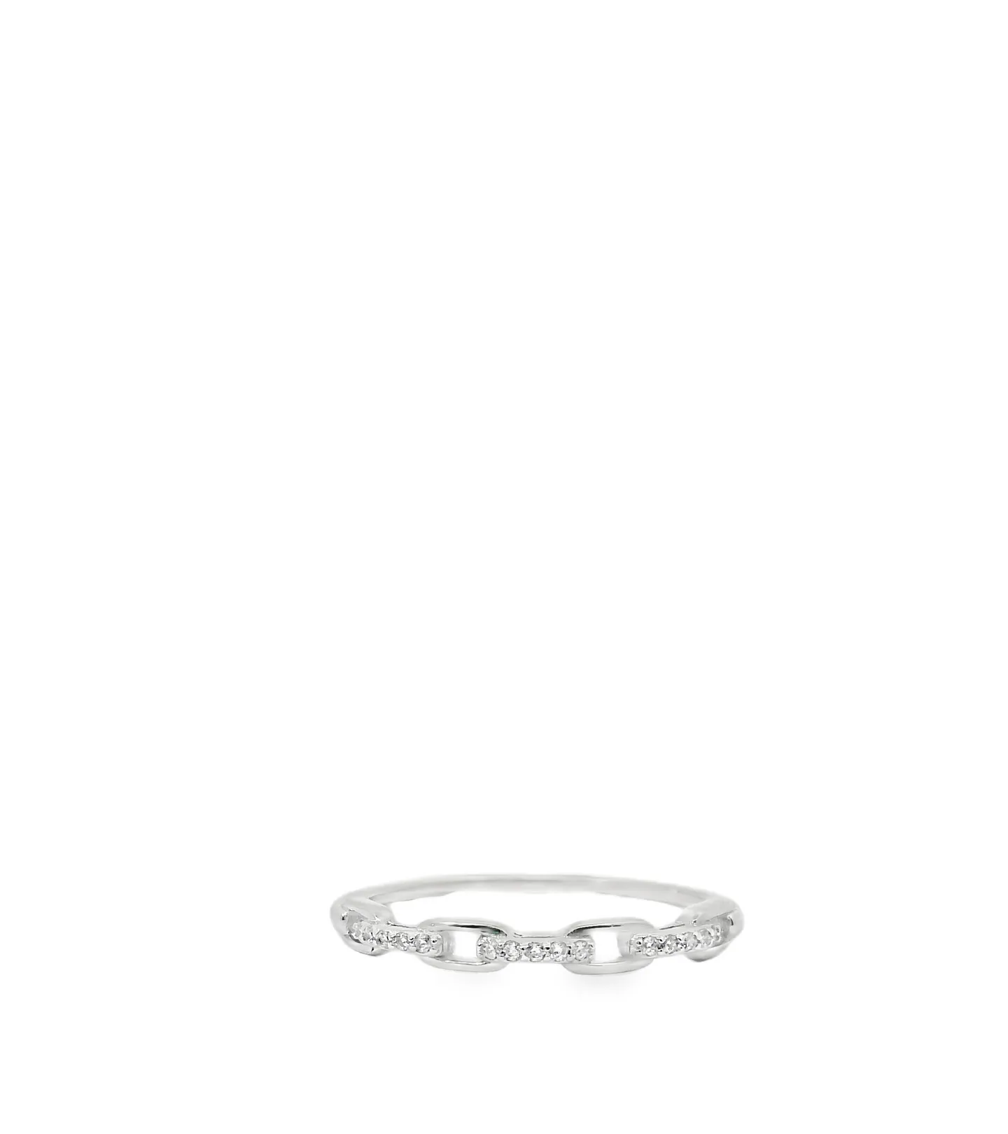 Petite Pave Paperclip Sterling Silver Ring