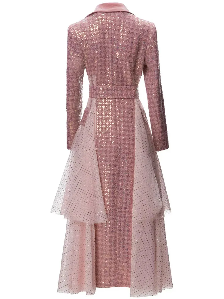 Pink Sequins Long Coat