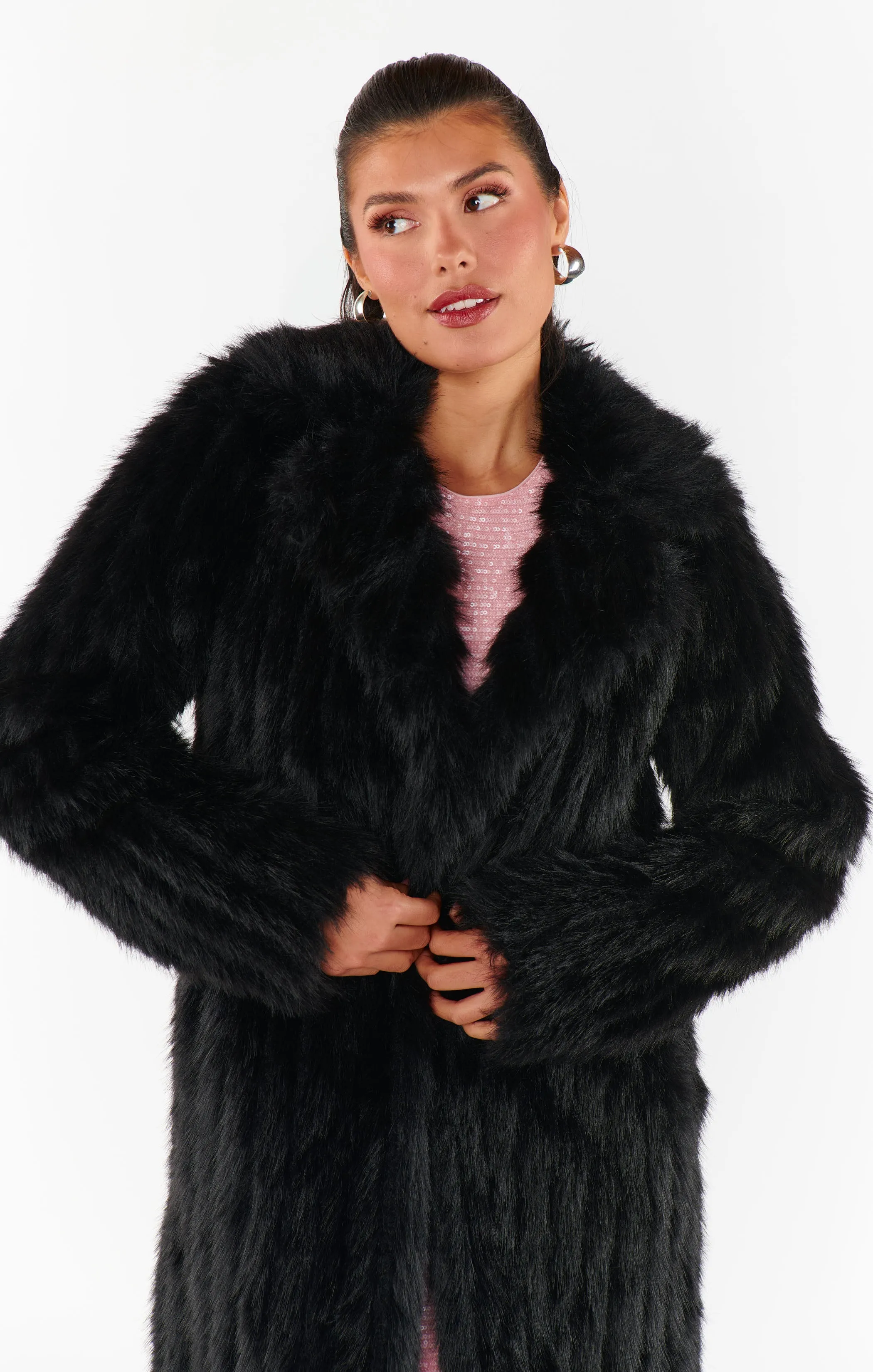 Plaza Coat ~ Black Faux Fur