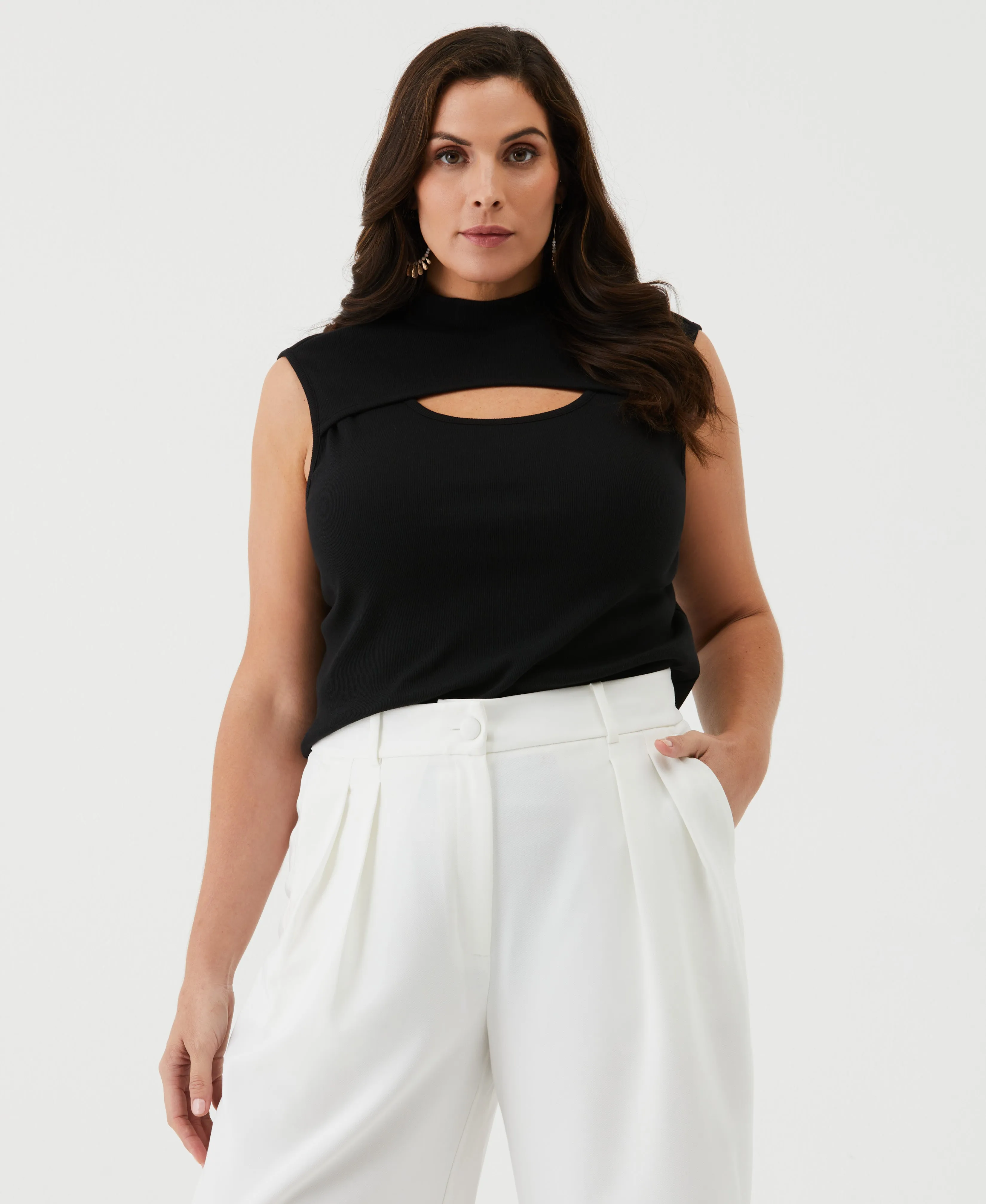 Plus Size Cutout Ribbed Tank Top