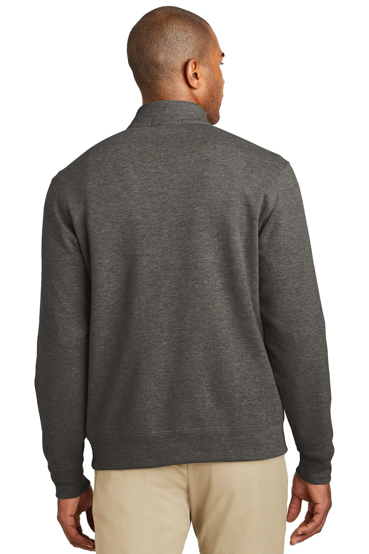 Port Authority Interlock Customized 1/4-Zip, Charcoal Heather/ Medium Heather Grey