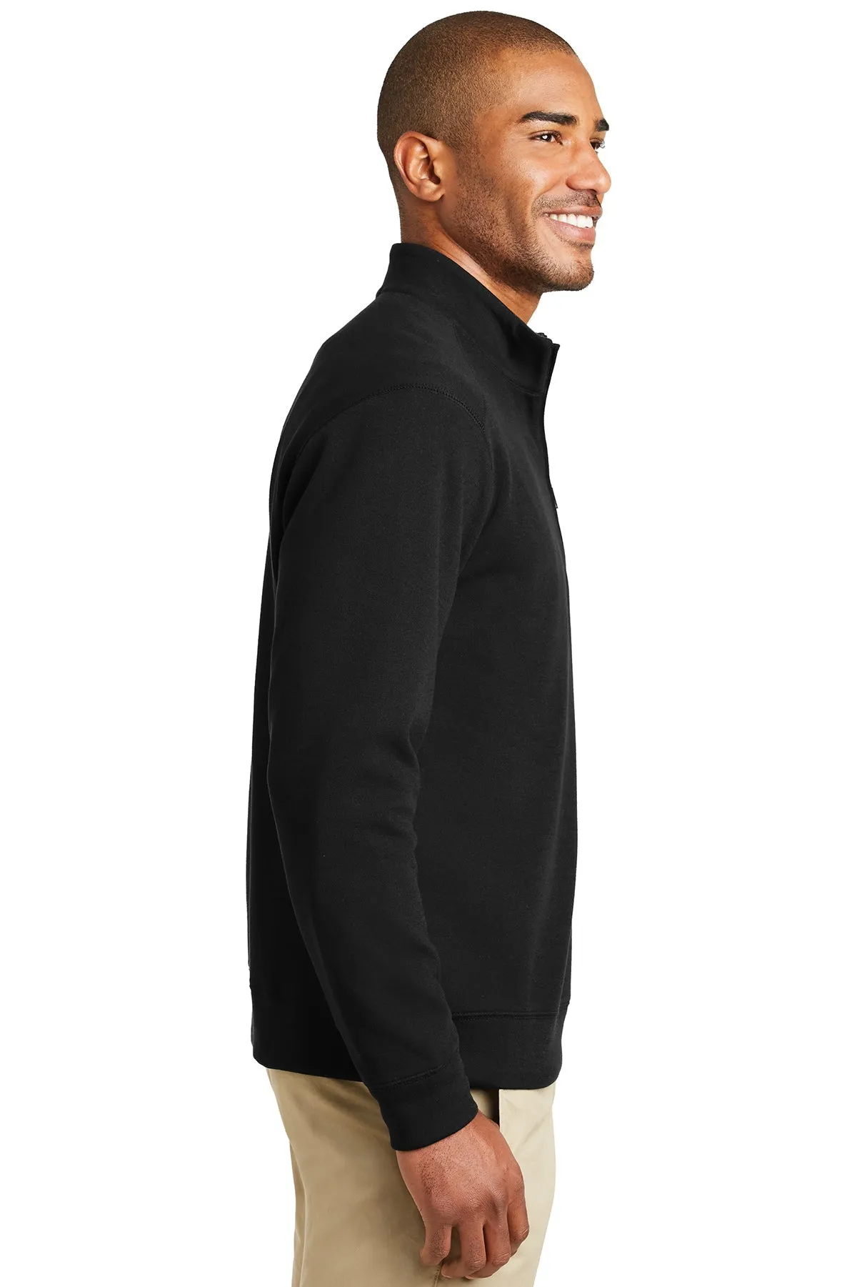 Port Authority Interlock Customized 1/4-Zip, Deep Black/ Charcoal Heather