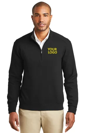 Port Authority Interlock Customized 1/4-Zip, Deep Black/ Charcoal Heather