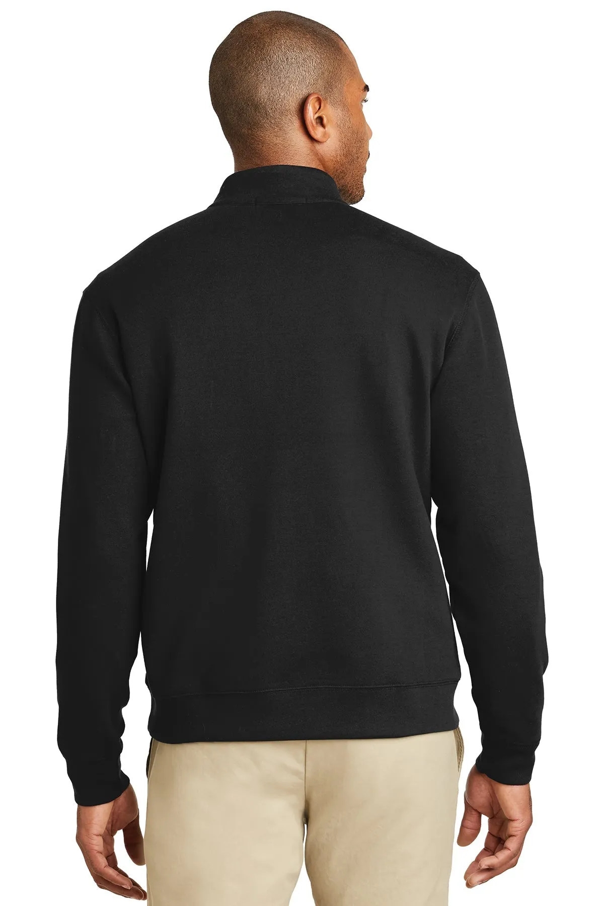 Port Authority Interlock Customized 1/4-Zip, Deep Black/ Charcoal Heather