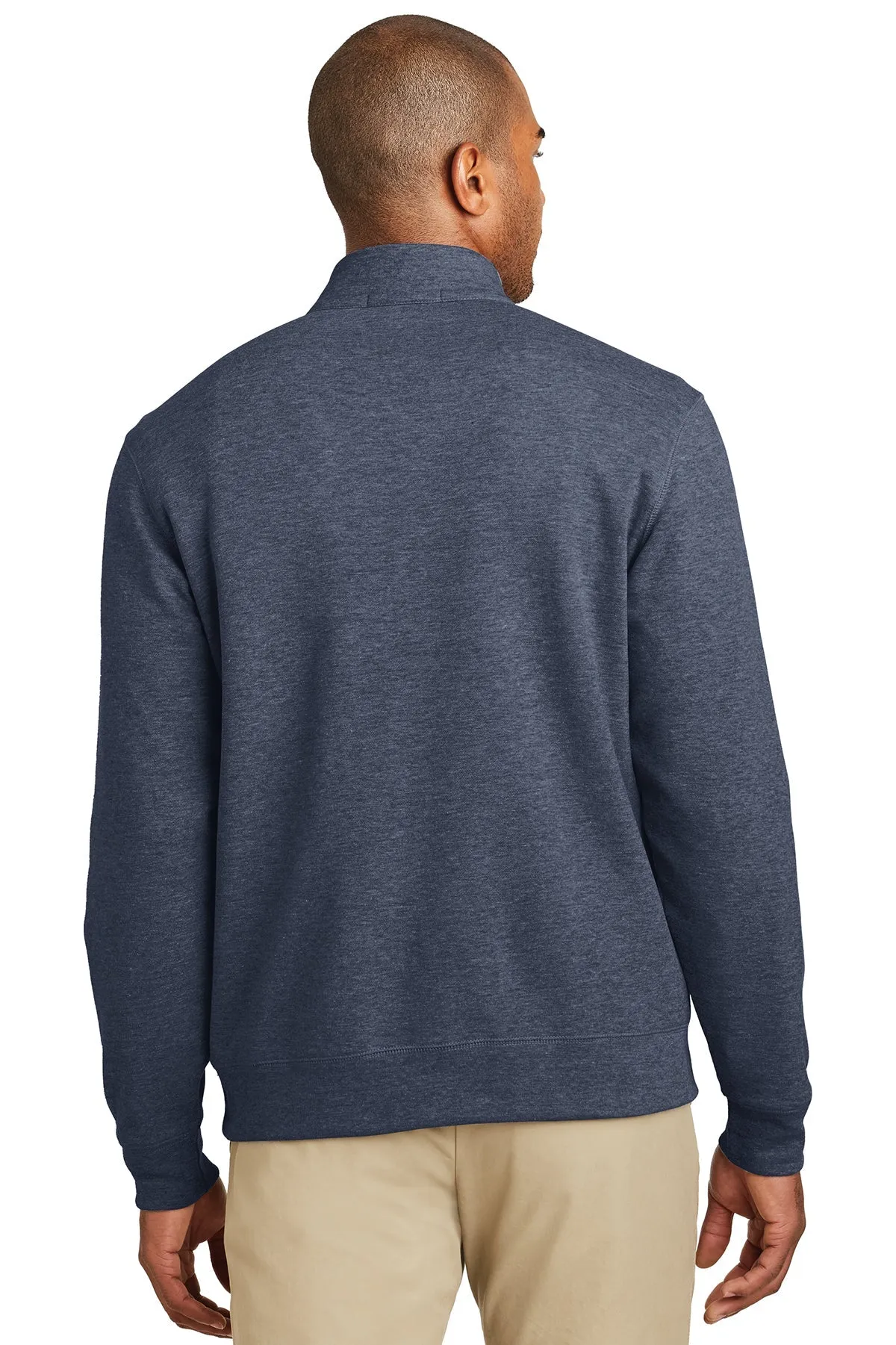 Port Authority Interlock Customized 1/4-Zip, Estate Blue Heather/ Charcoal Heather