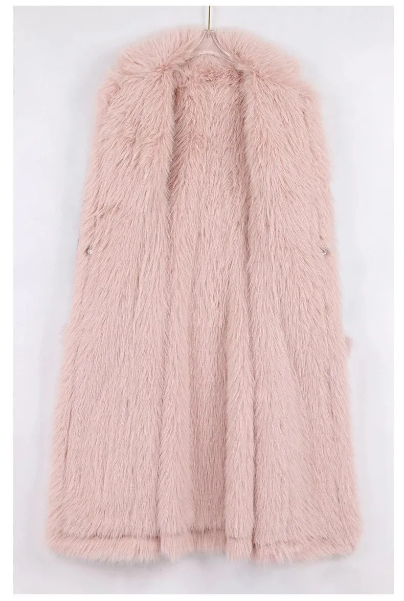 Pre Order:  Black Pink Faux Fur Winter Coat