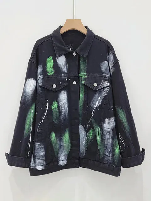 Pre Order:  Color Graffiti Ink Splashing Denim Jacket