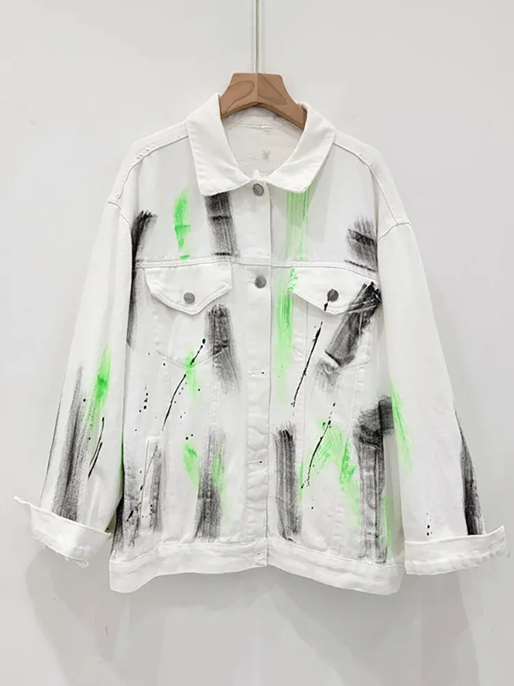 Pre Order:  Color Graffiti Ink Splashing Denim Jacket