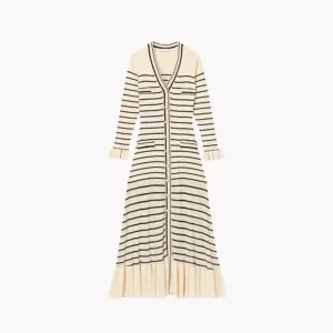 Pre Order:  Striped V Neck Knit Midi Dress