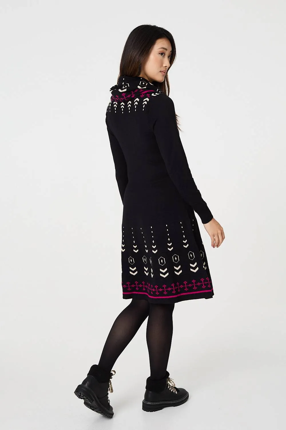 Printed Knit Dress With Removable Scarf