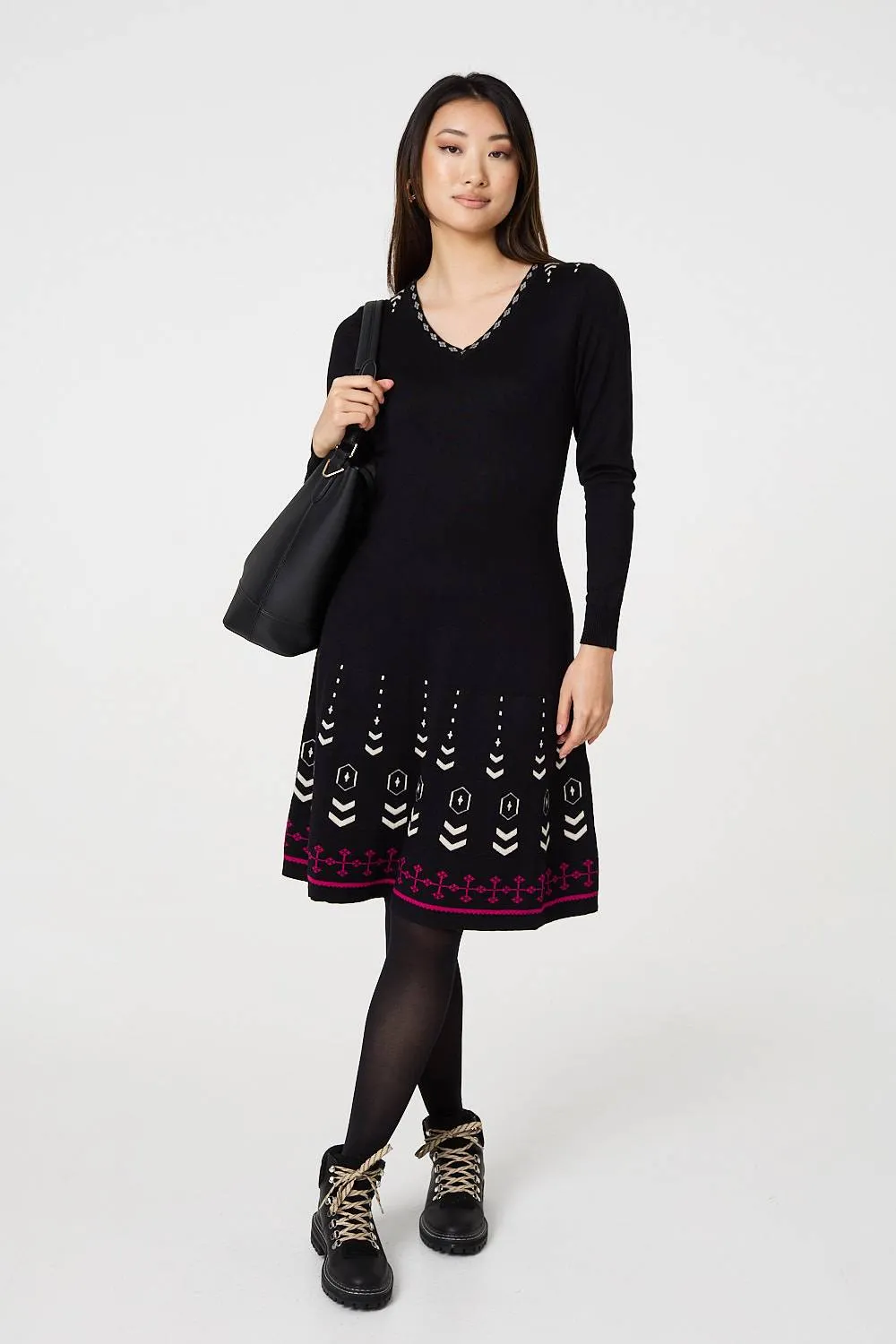 Printed Knit Dress With Removable Scarf