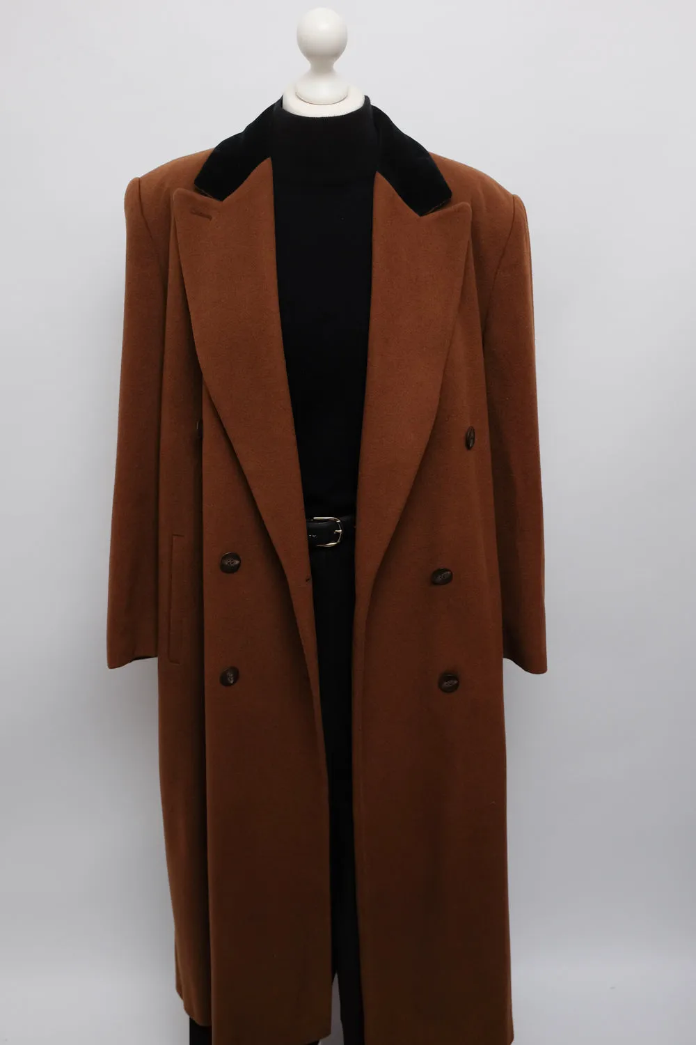 PURE CASHMERE BROWN BLACK MAXI COAT