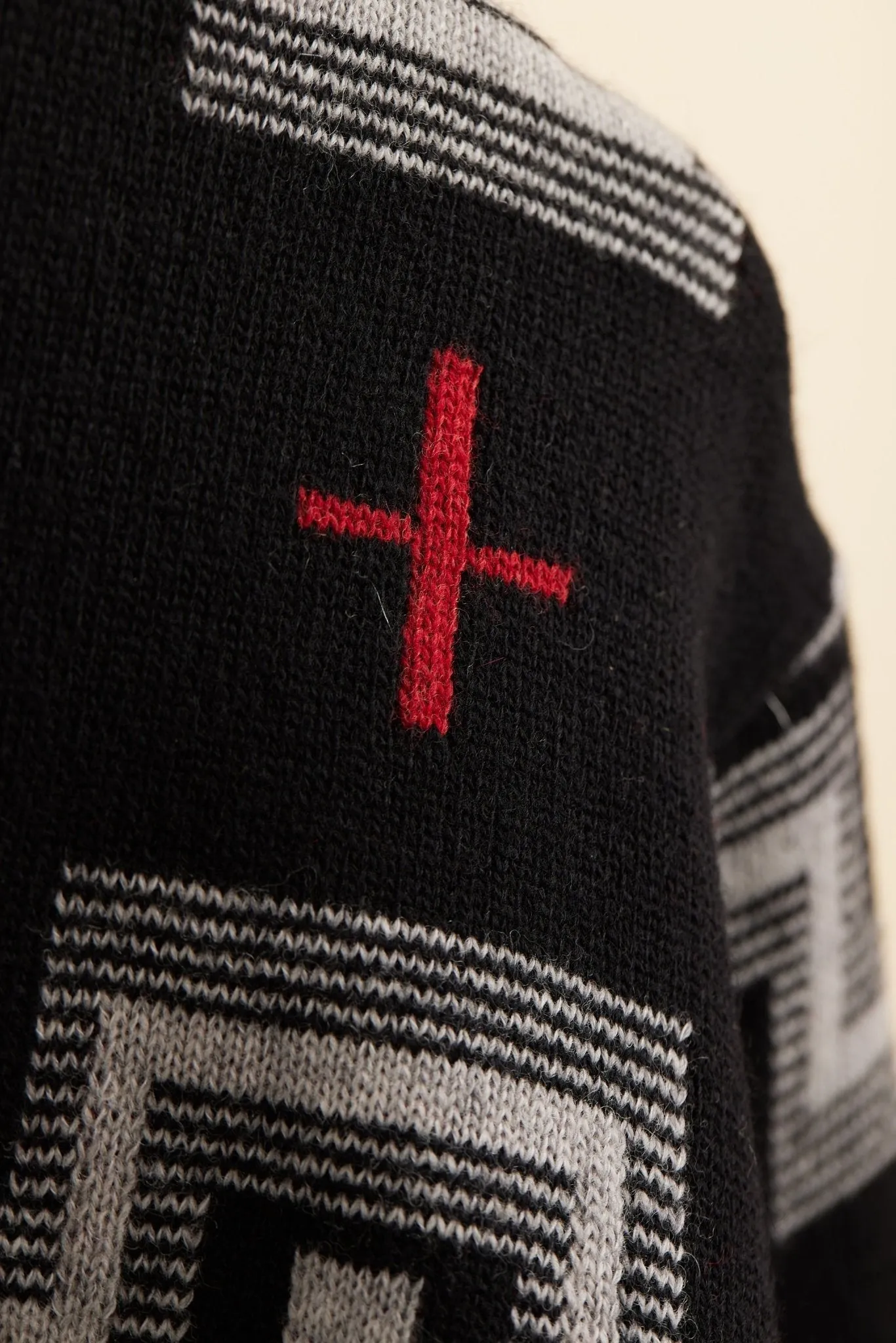 Rats Native Cross Crew Neck Knit - Black