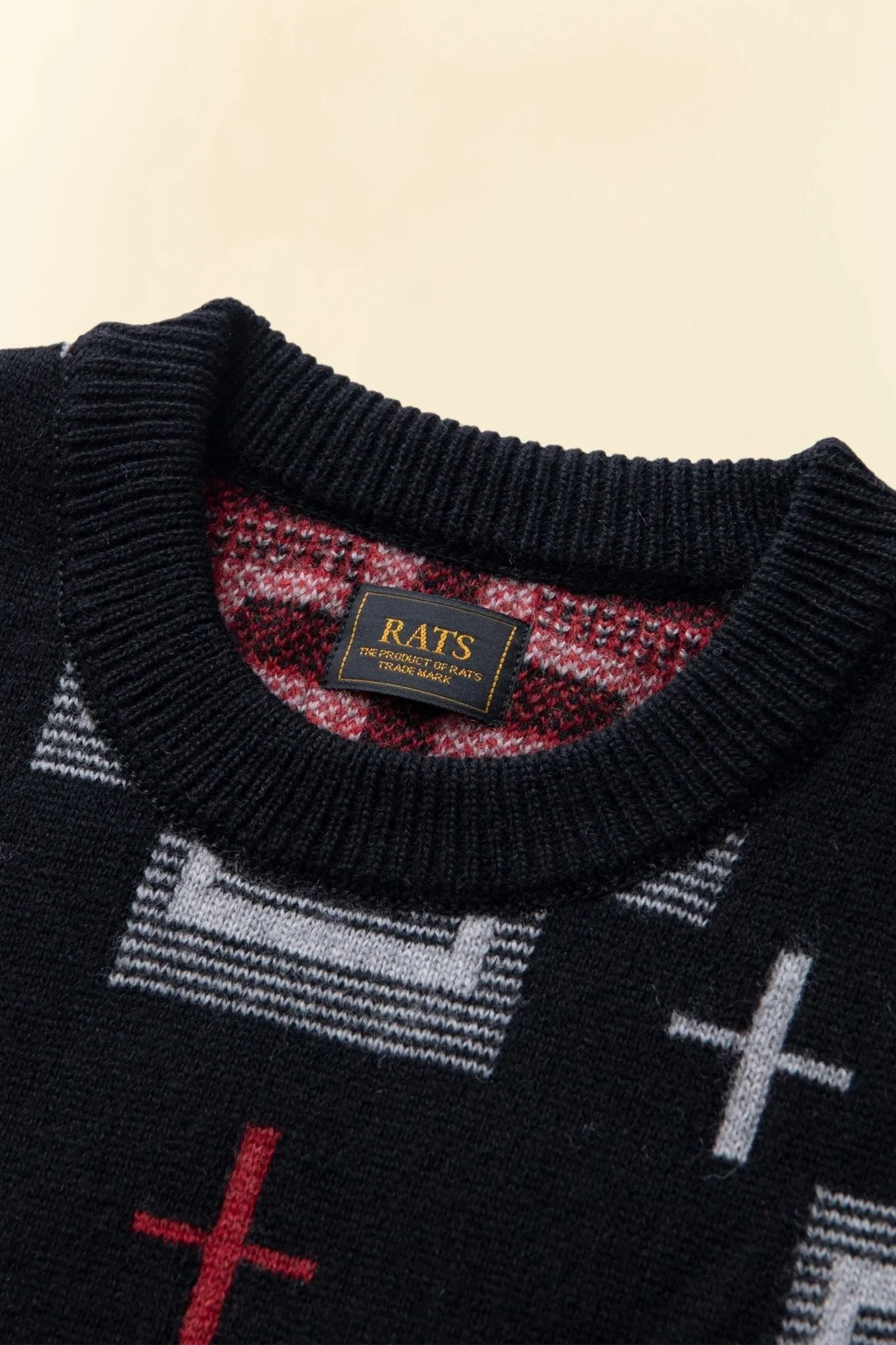 Rats Native Cross Crew Neck Knit - Black