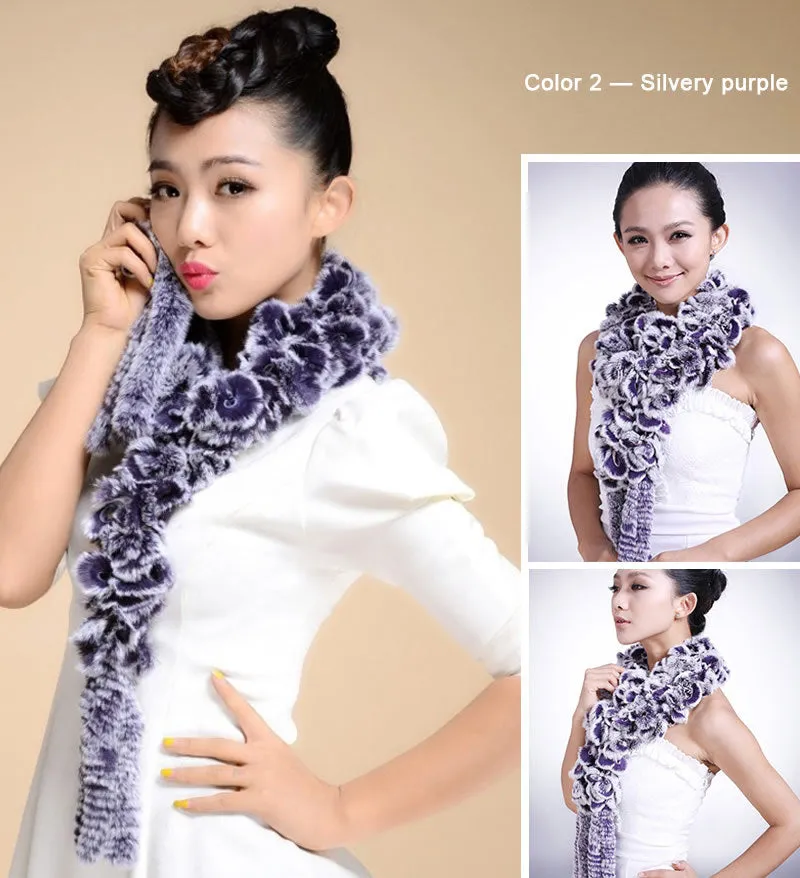 Real REX Rabbit Fur Scarf Grape Wrap Cape Shawl Neck Warmer Various Colors 175cm Long Scarf FS14516