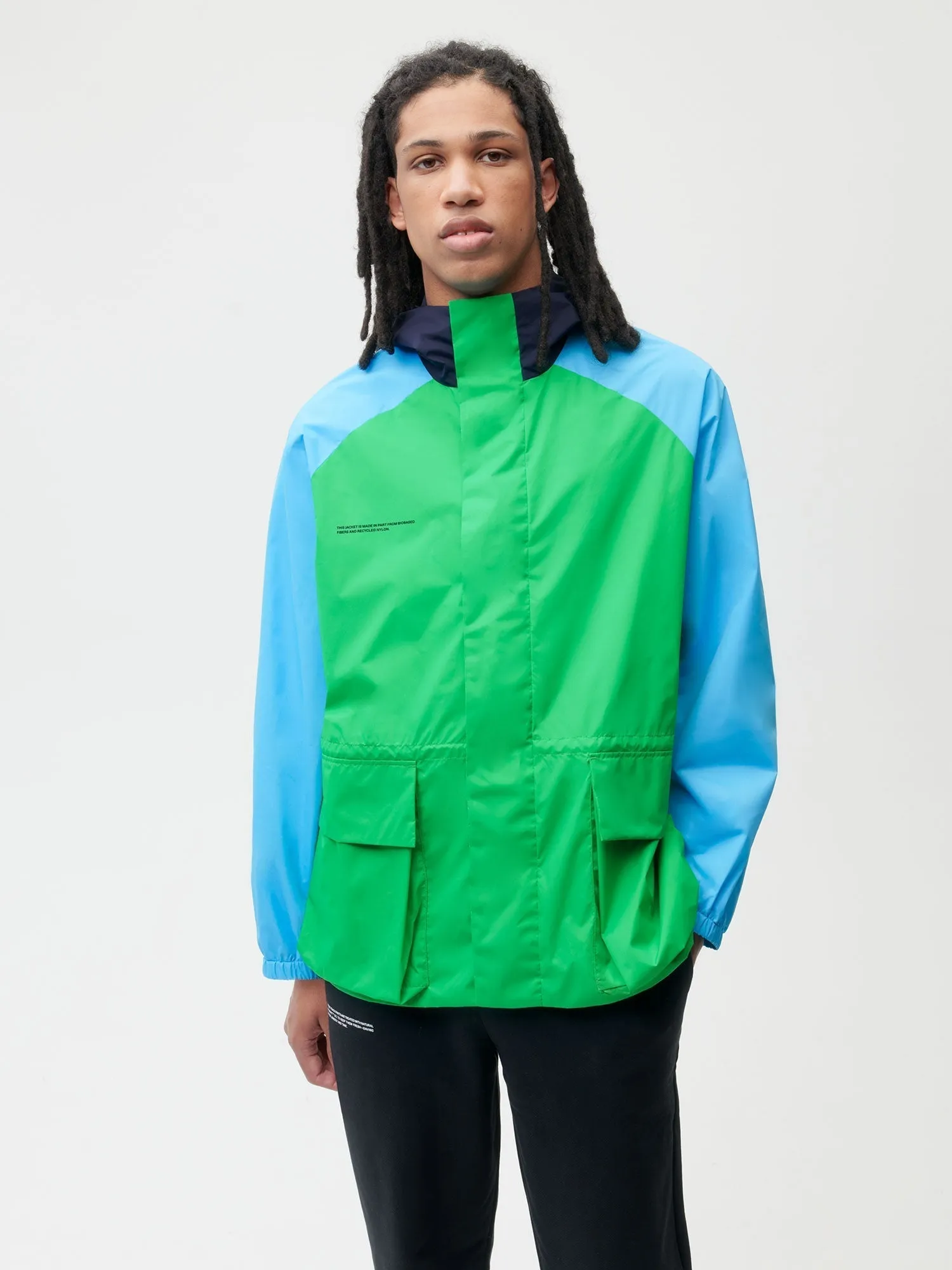 Recycled Nylon Color Block Jacket—jade green