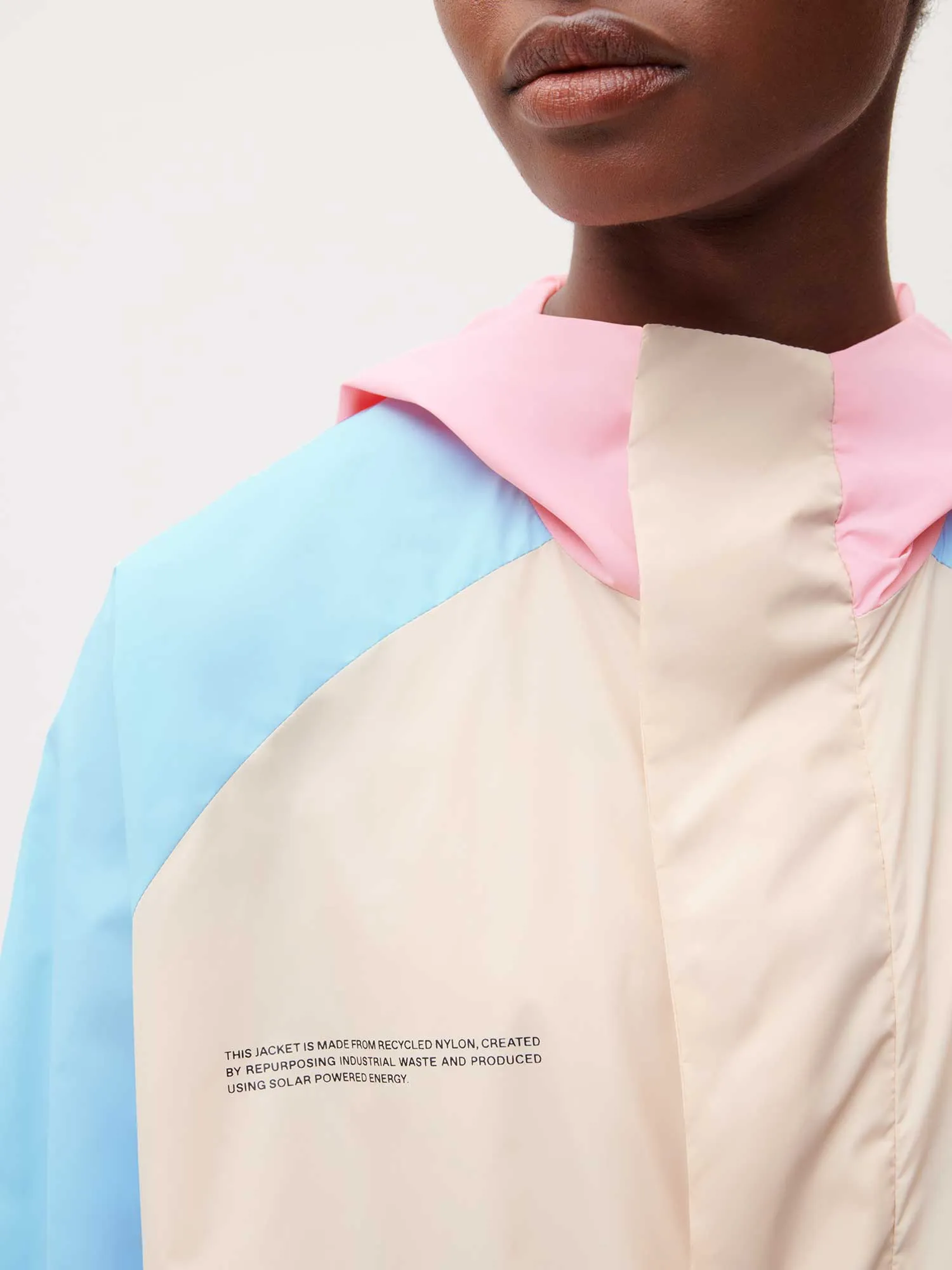 Recycled Nylon Color Block Jacket—sand