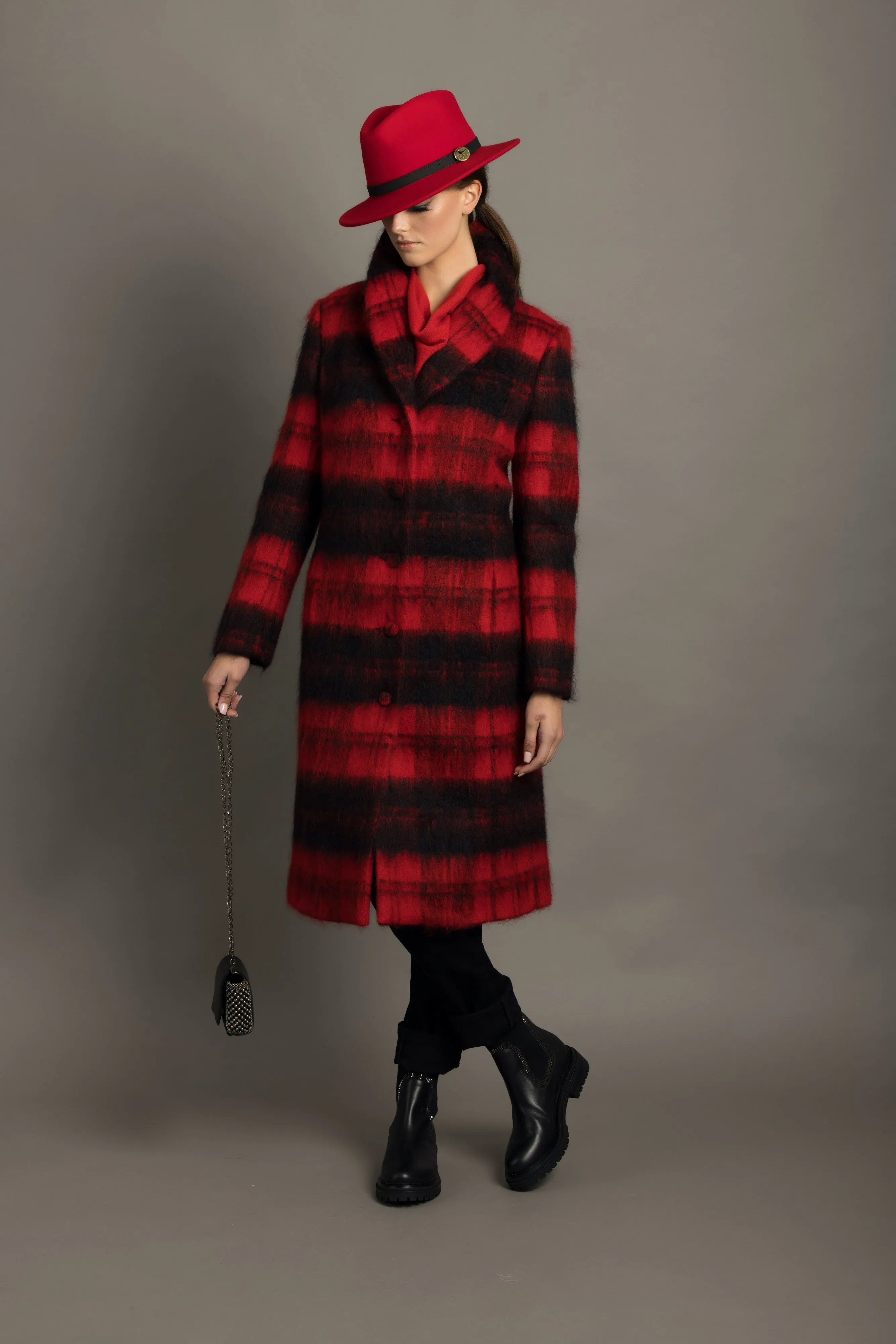 Red & Black Mohair Wool