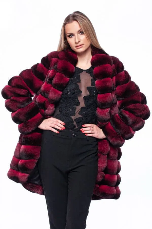 Red Chinchilla Fur Coat