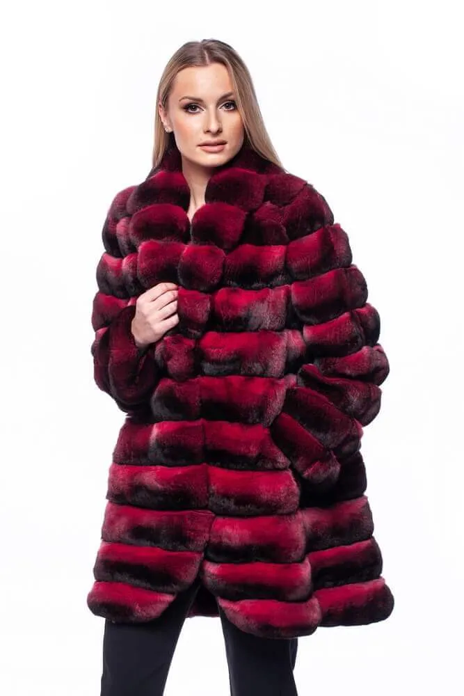 Red Chinchilla Fur Coat