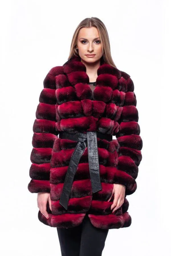 Red Chinchilla Fur Coat