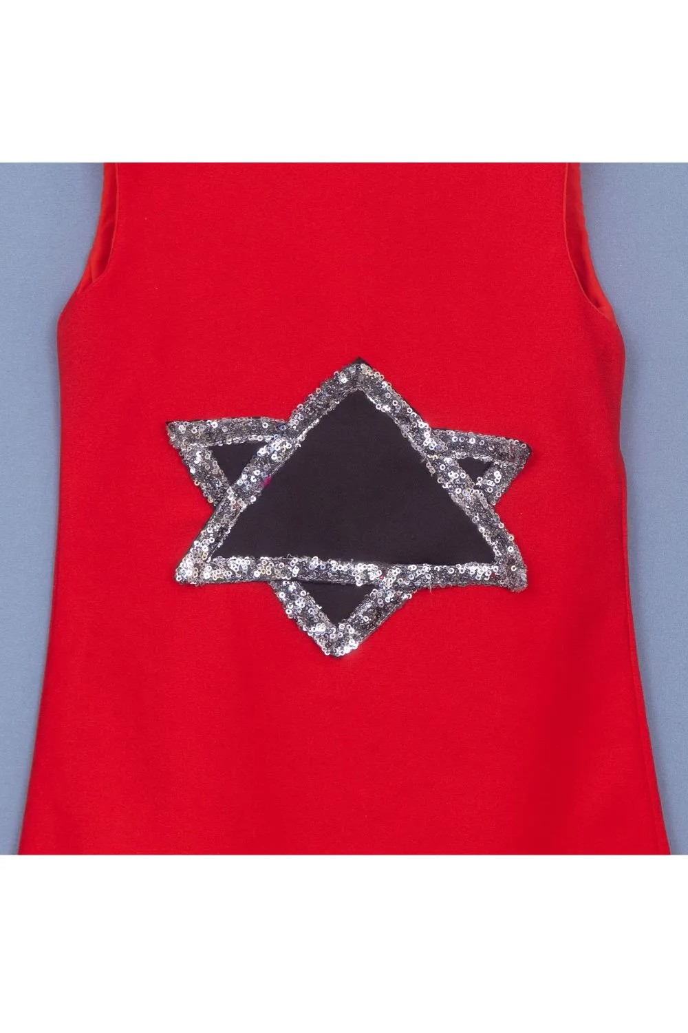 Red Christmas Star Detailing Neoprene Sleeveless Dress