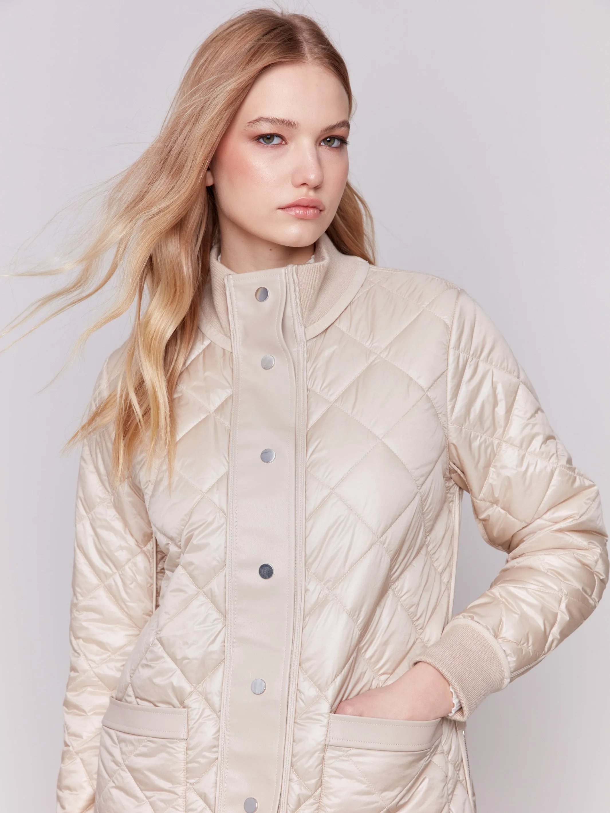 Reversible Quilted Puffer Jacket - Champagne