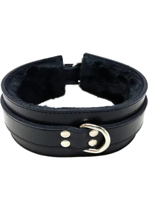 Rouge Leather Collar with Faux Fur Lining