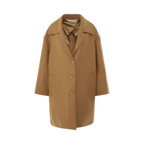 Round Logo Coat in Beige/White