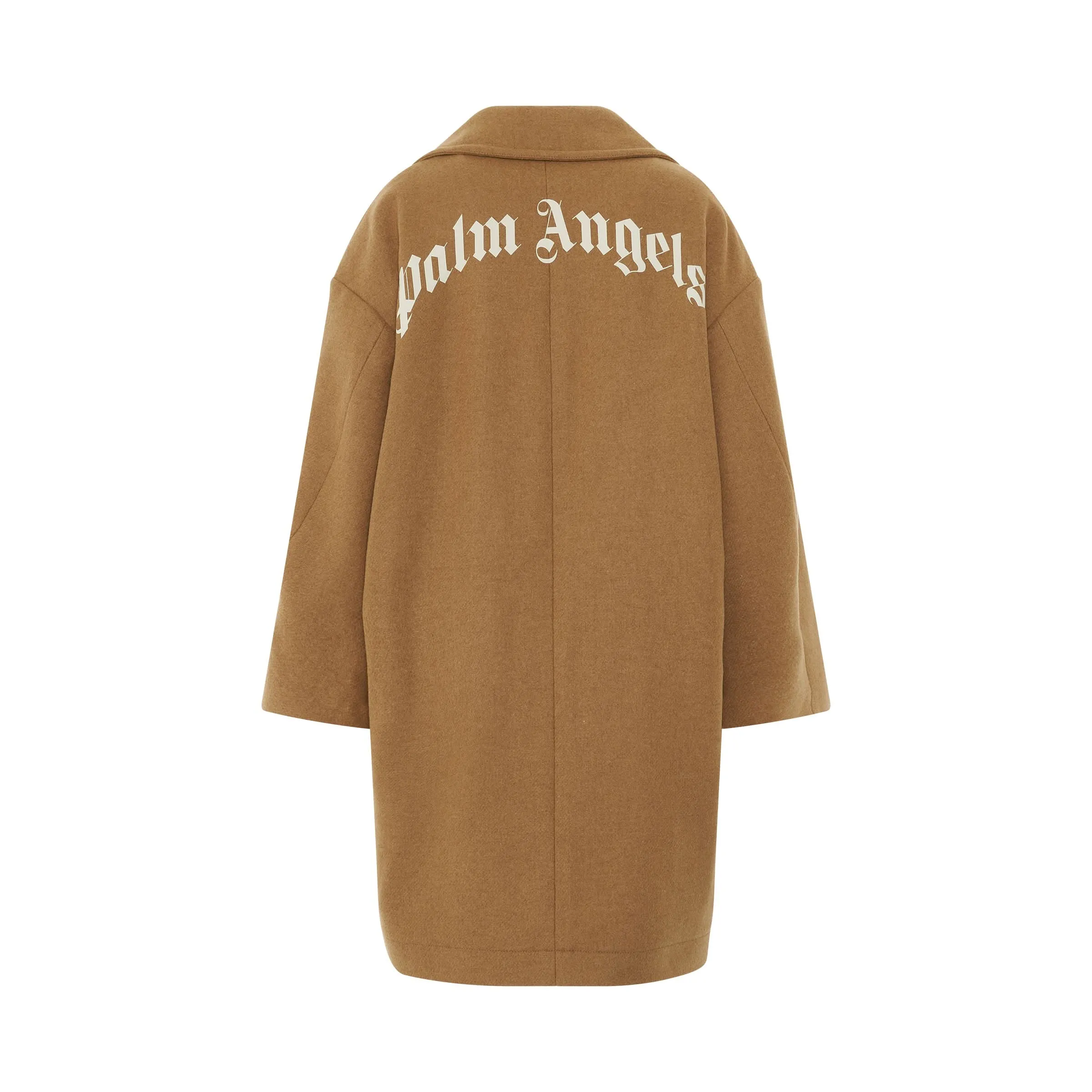 Round Logo Coat in Beige/White